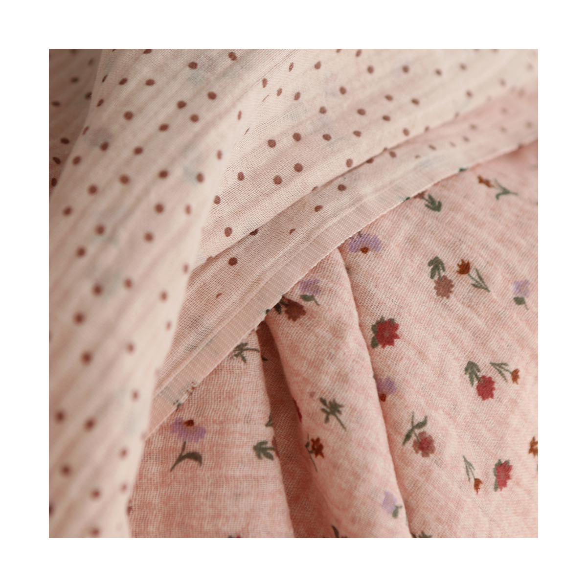 Maxime - Double gaze de coton double face coloris rose chiné