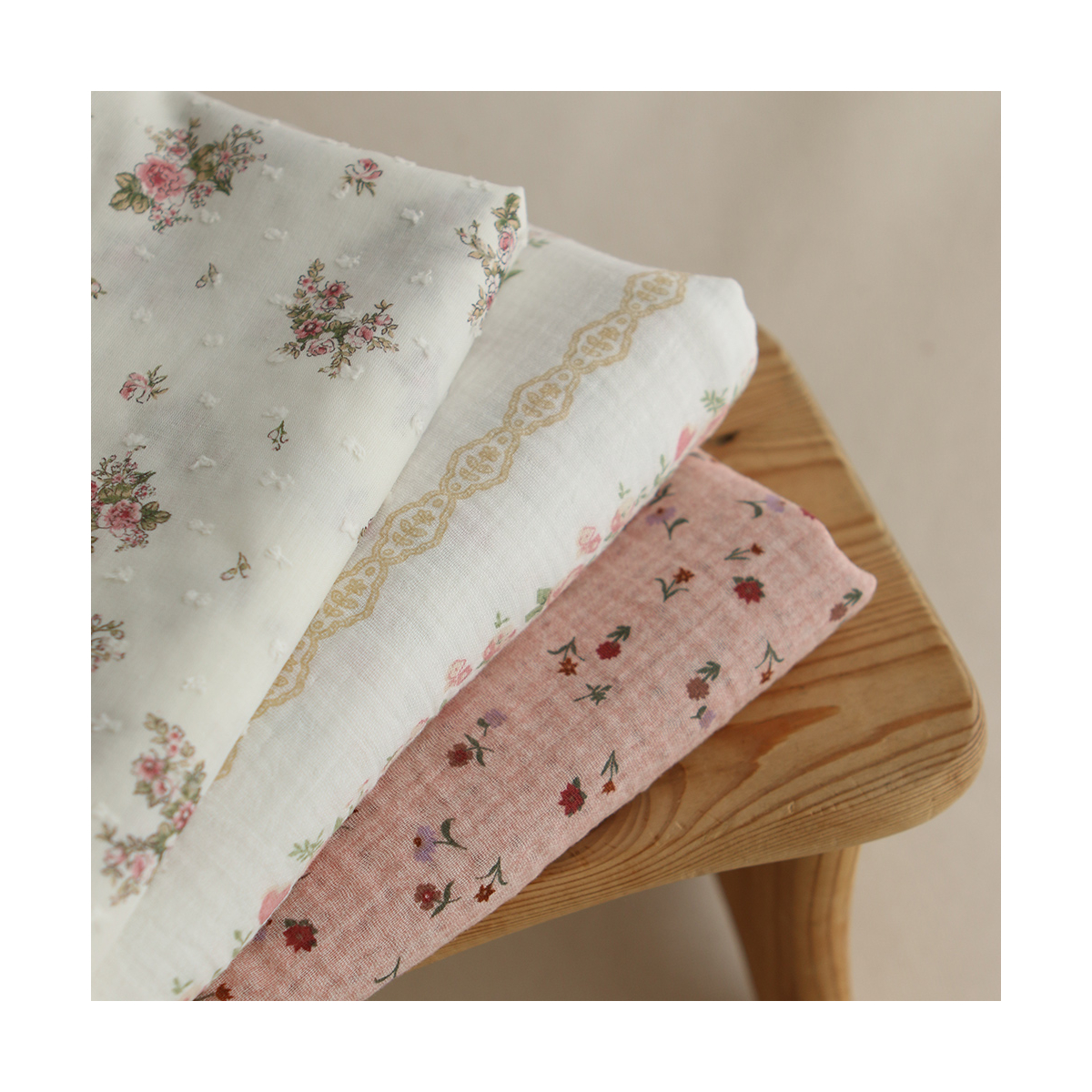 Maxime - Double gaze de coton double face coloris rose chiné