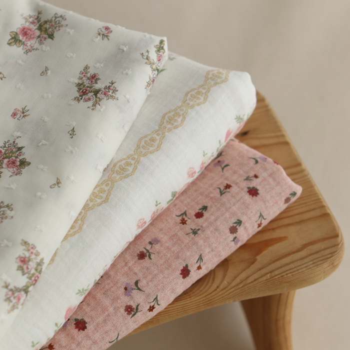 Maxime - Double gaze de coton double face coloris rose chiné