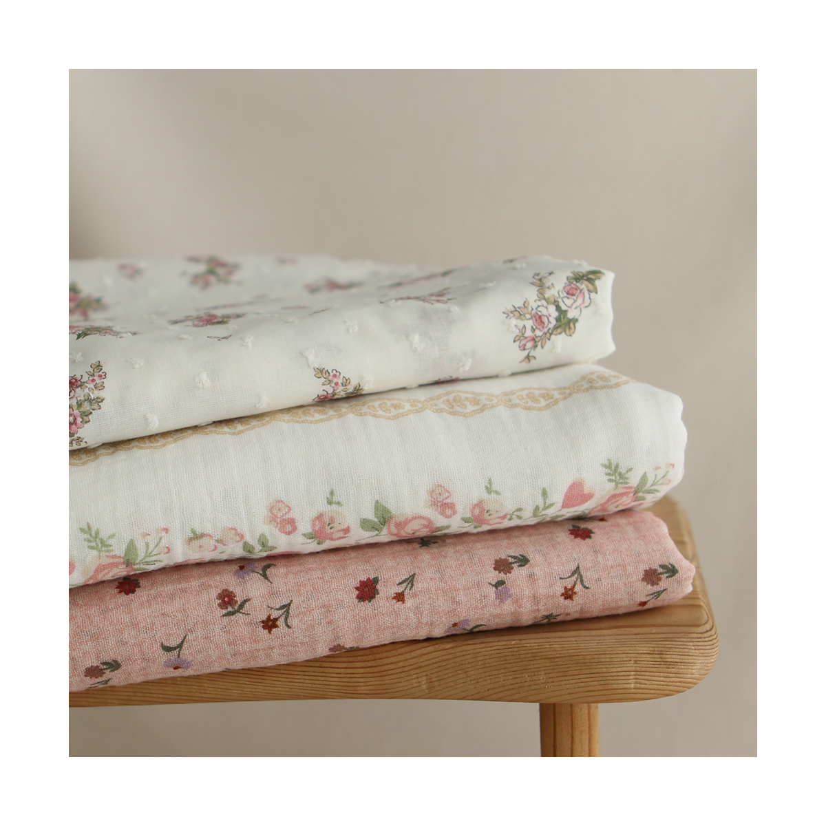 Maxime - Double gaze de coton double face coloris rose chiné