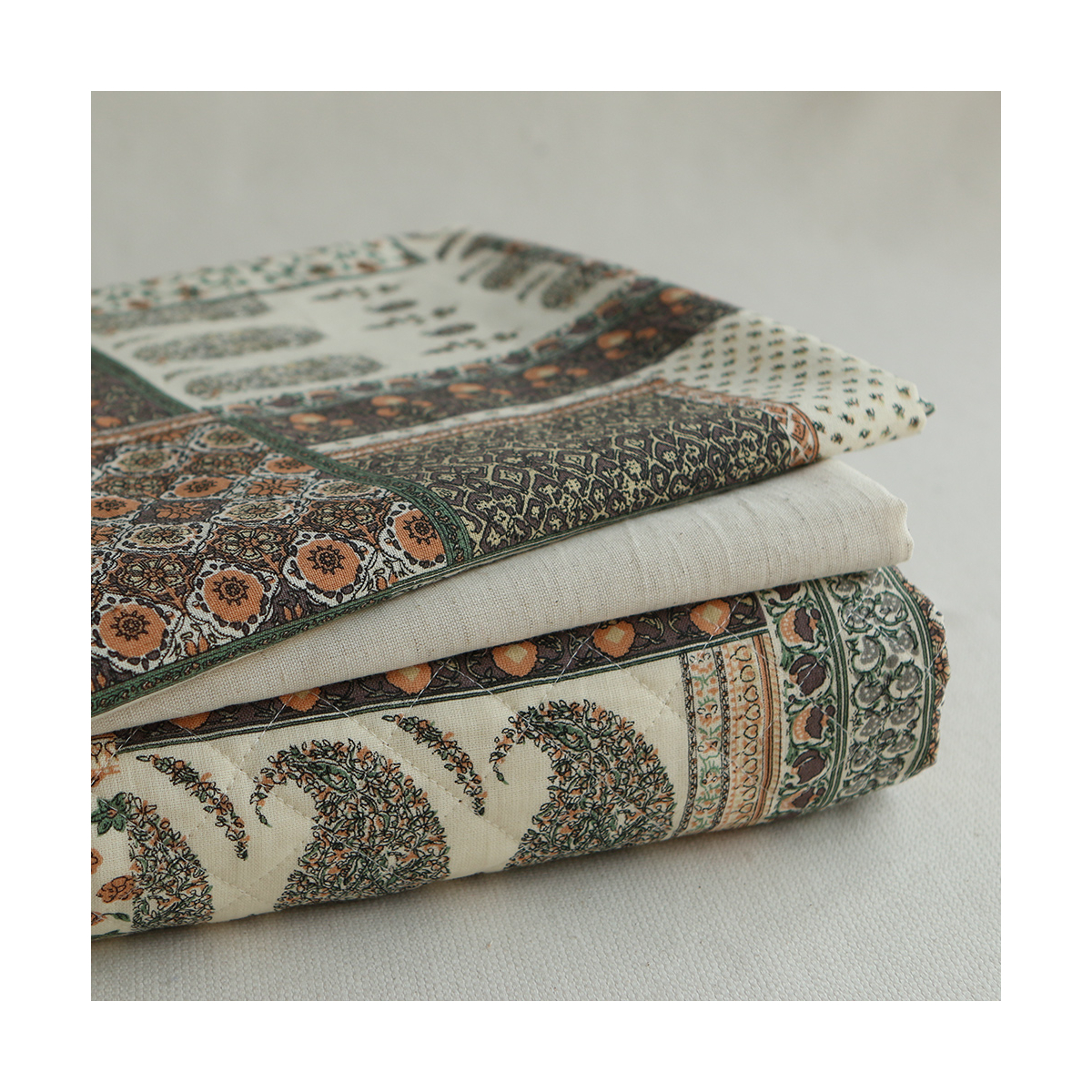 Riya uni - Tissu indien coton effet lin naturel chiné