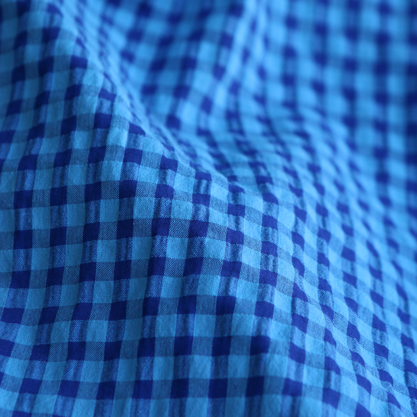 Seersucker / Coton gaufré vichy 6mm bleu cobalt 2