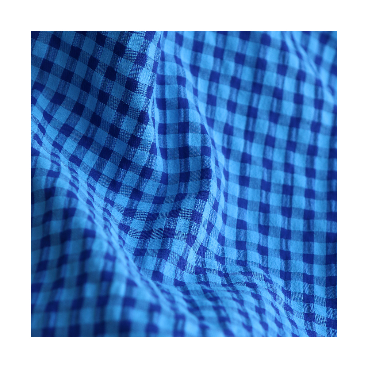 Seersucker / Coton gaufré vichy 6mm bleu cobalt
