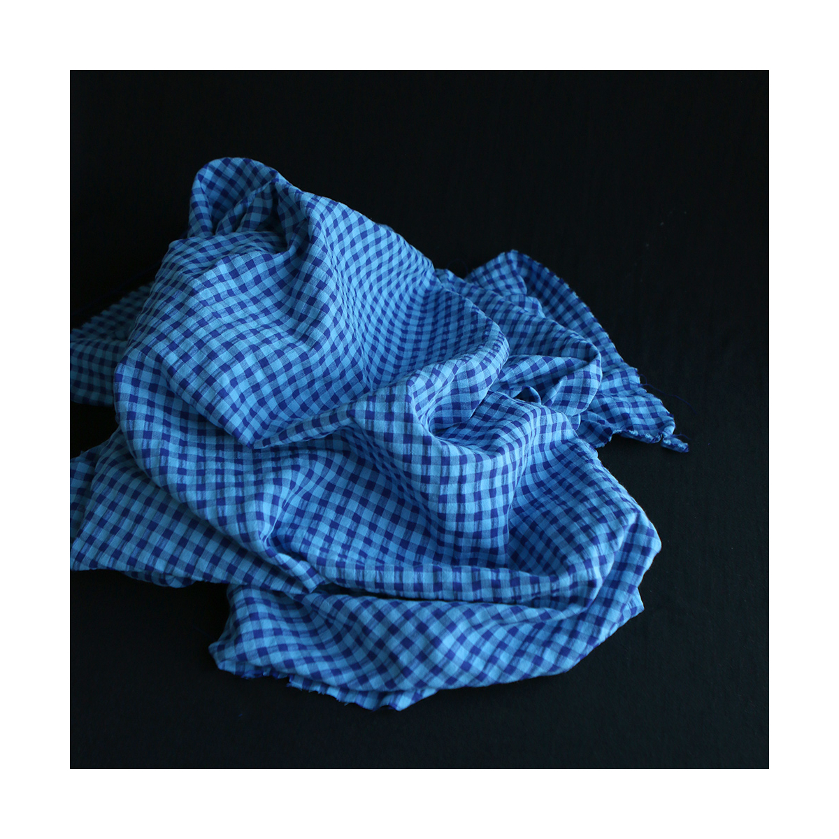 Seersucker / Coton gaufré vichy 6mm bleu cobalt