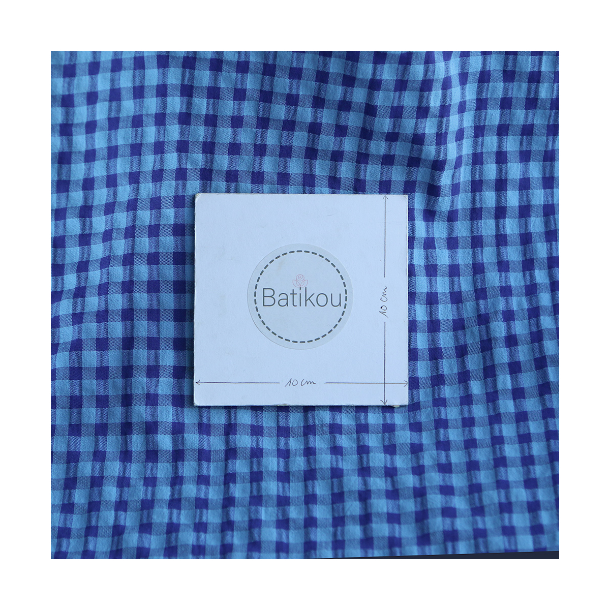 Seersucker / Coton gaufré vichy 6mm bleu cobalt