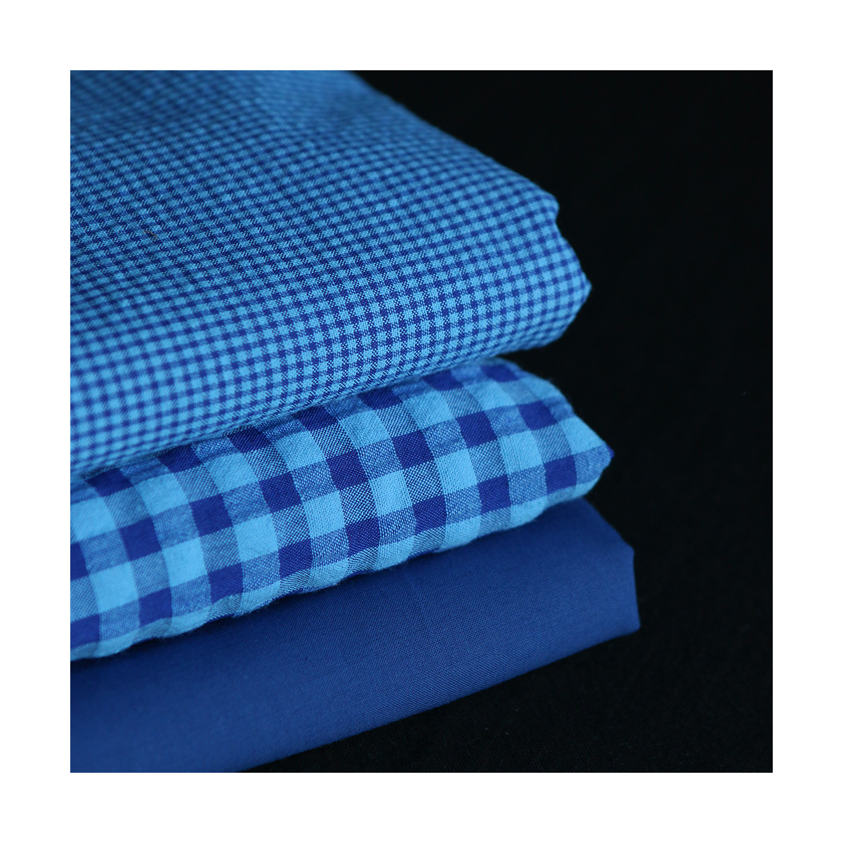 Seersucker / Coton gaufré vichy 6mm bleu cobalt