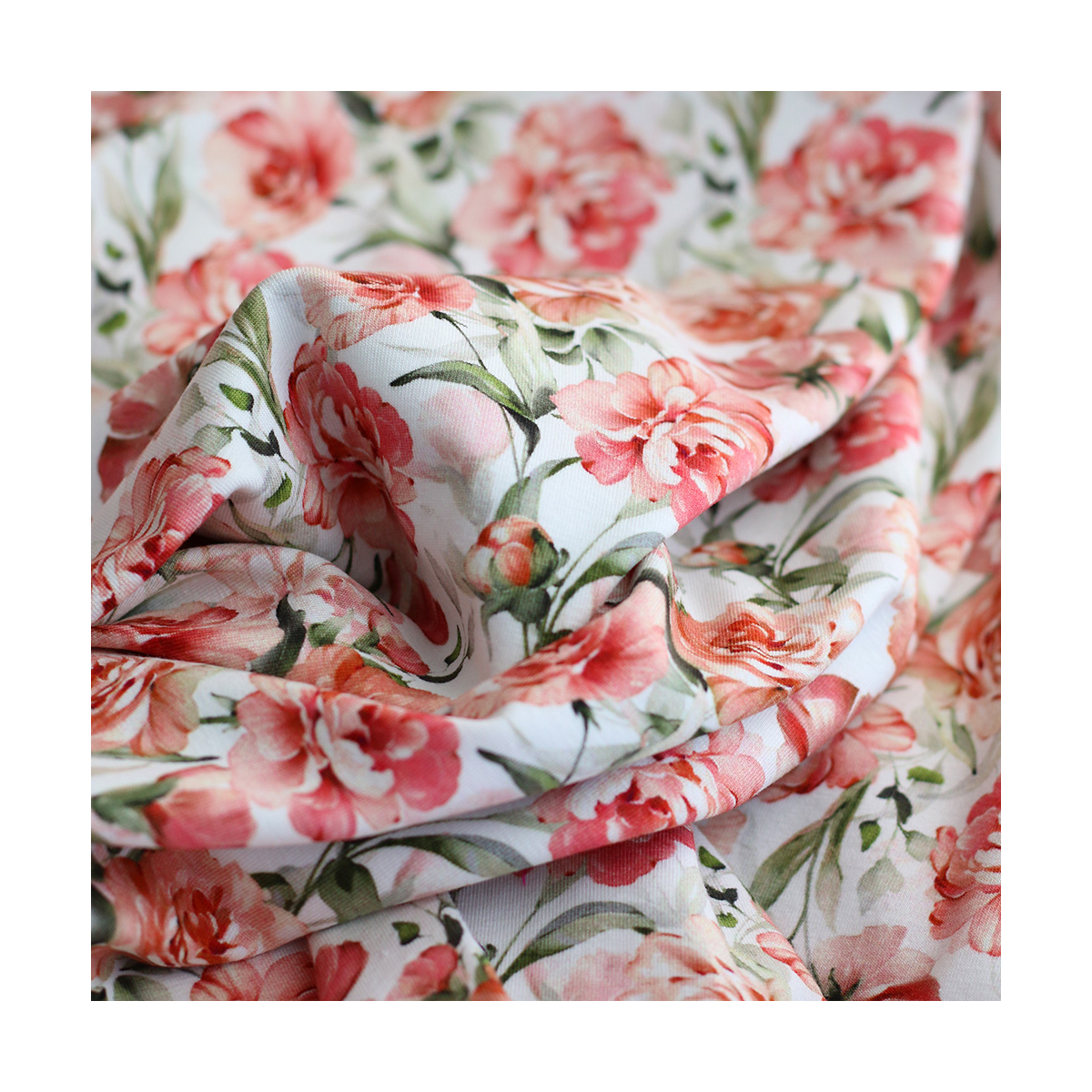 copy of Jersey coton à motif fleuri rose