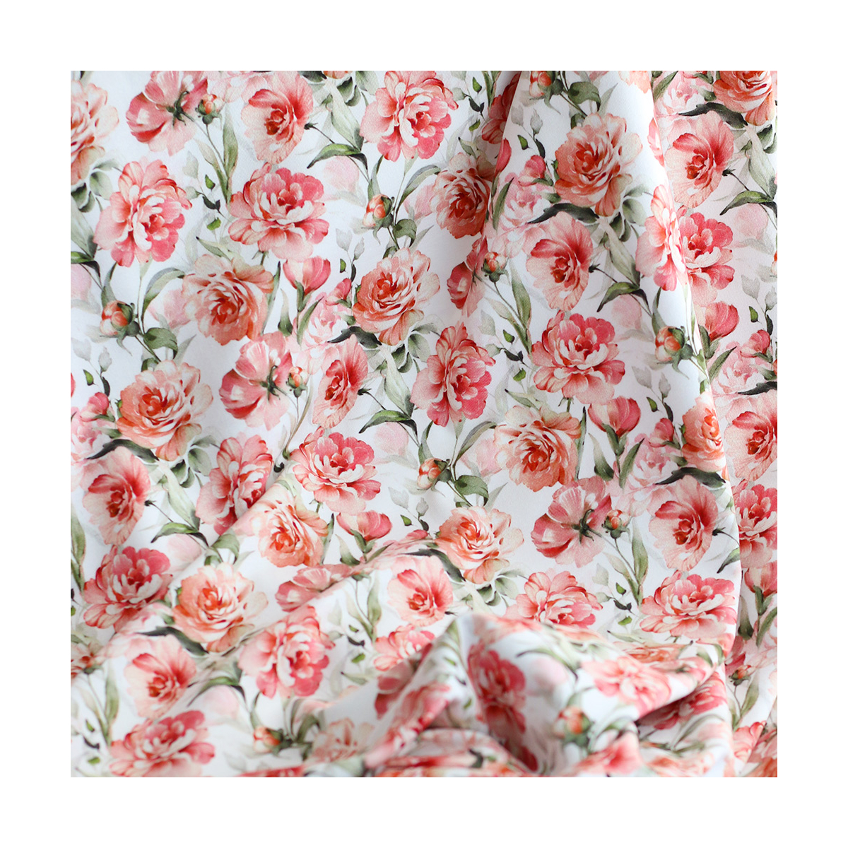copy of Jersey coton à motif fleuri rose