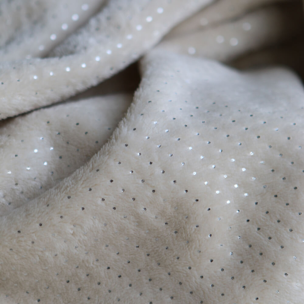 Polaire douce beige motif pois argentés 2