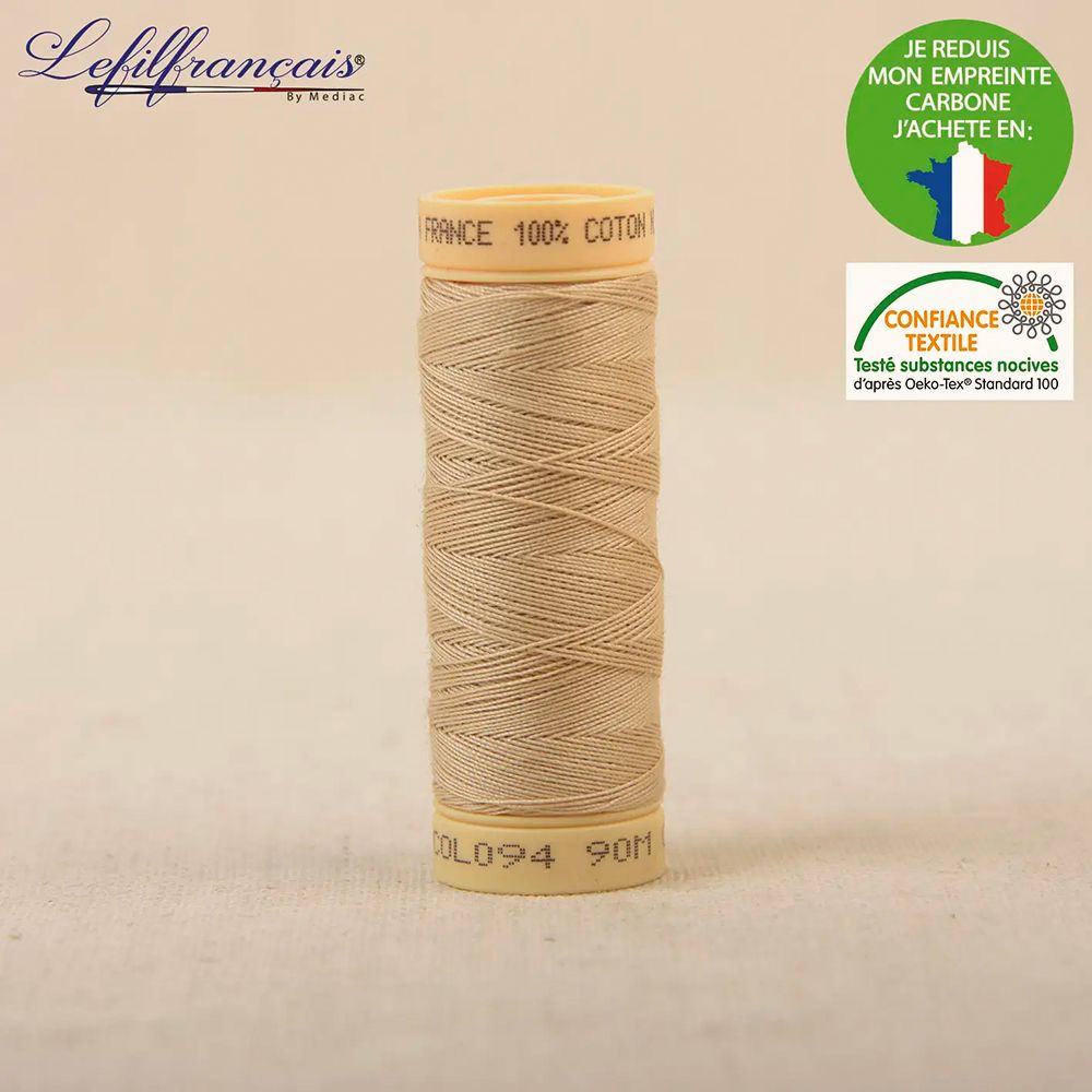 Fil à coudre 100% coton Made in France 90m (coloris au choix)