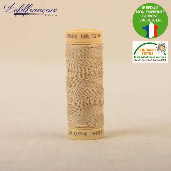 Fil à coudre 100% coton Made in France 90m (coloris au choix)