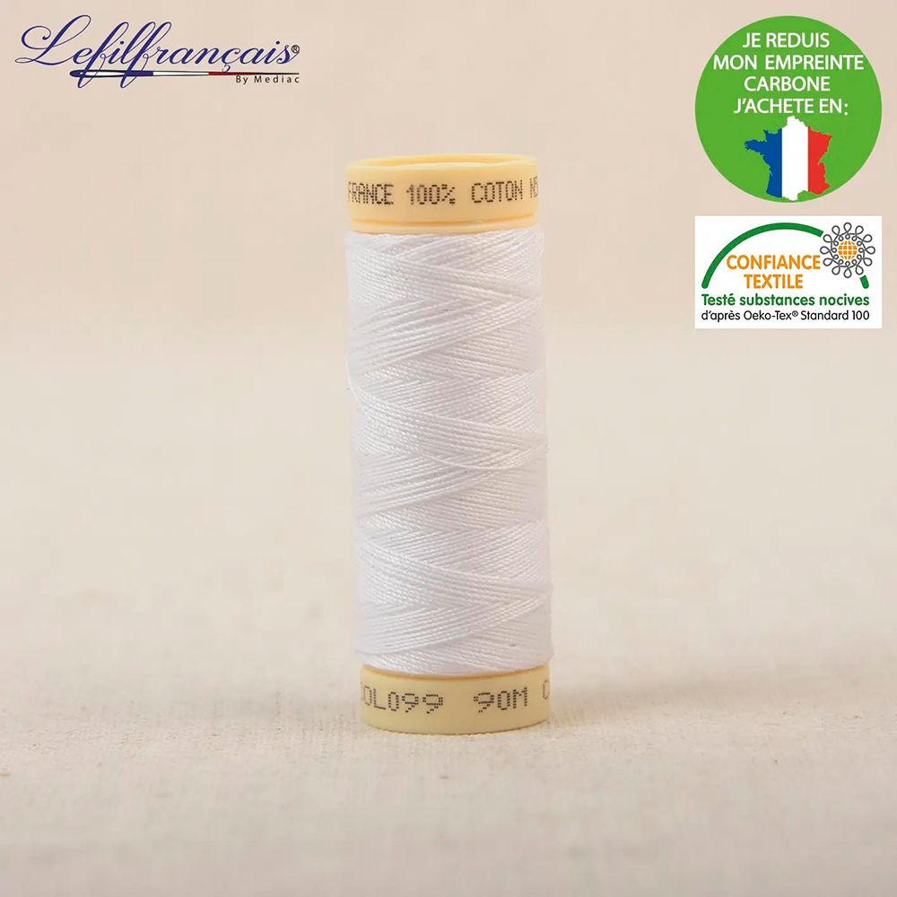 Fil à coudre 100% coton Made in France 90m (coloris au choix)