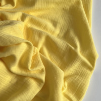 Double gaze de coton BIO unie jaune citron Tissus issus de l'agriculture biologique  - 1