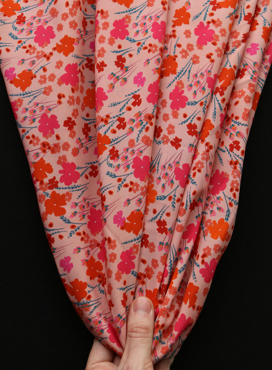 Gabrielle - Viscose Ecovero imprimé corail et rose