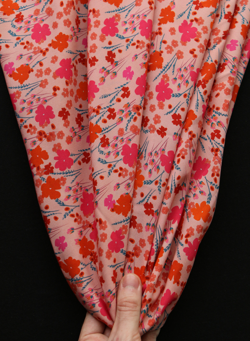 Gabrielle - Viscose Ecovero imprimé corail et rose