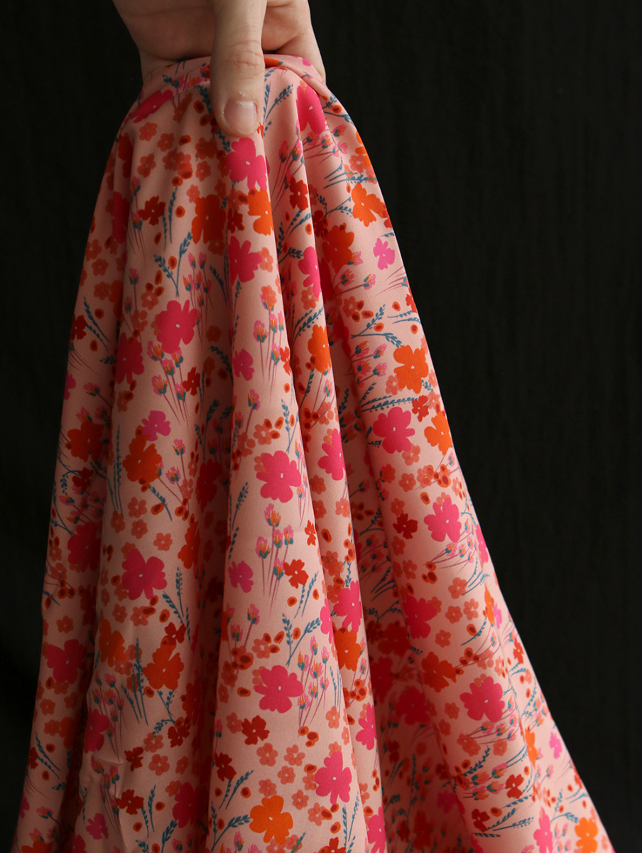 Gabrielle - Viscose Ecovero imprimé corail et rose