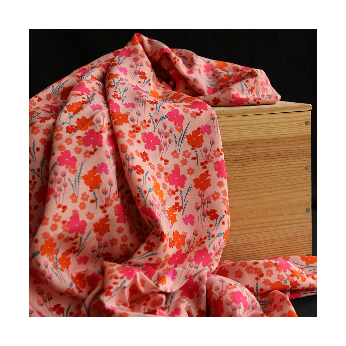 Gabrielle - Viscose Ecovero imprimé corail et rose