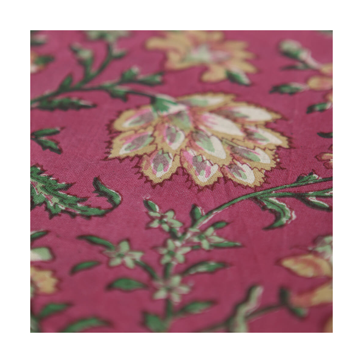 Sharmila Tissu Indien rose magenta vintage Coton - Artisanal Hand Block