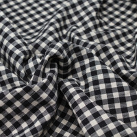 Seersucker / Coton gaufré vichy moyen 6mm noir écru