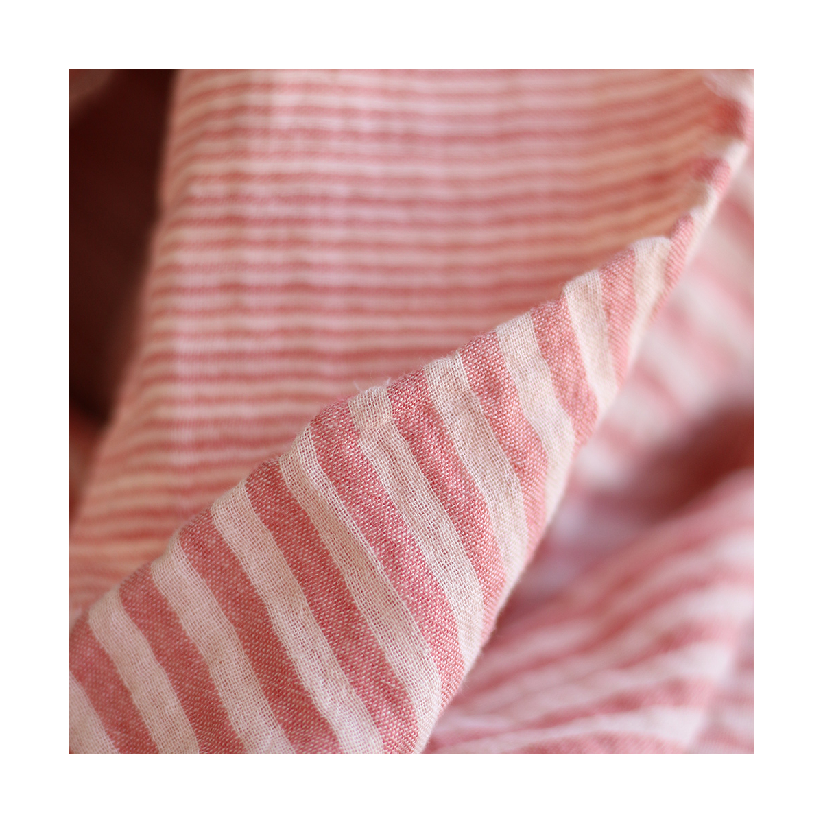 Double gaze de coton réversible rayures corail