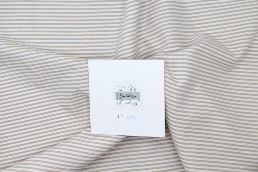 Popeline coton à rayures beige 2