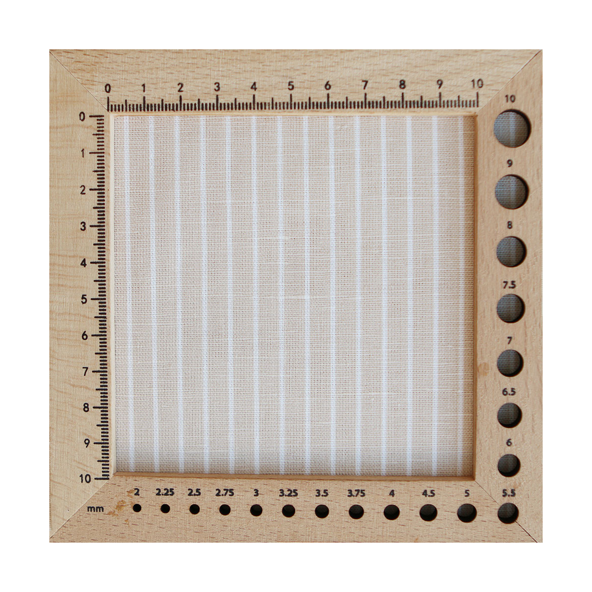 Baptiste - Tissu lin coton rayures 1mm blanc lait et beige