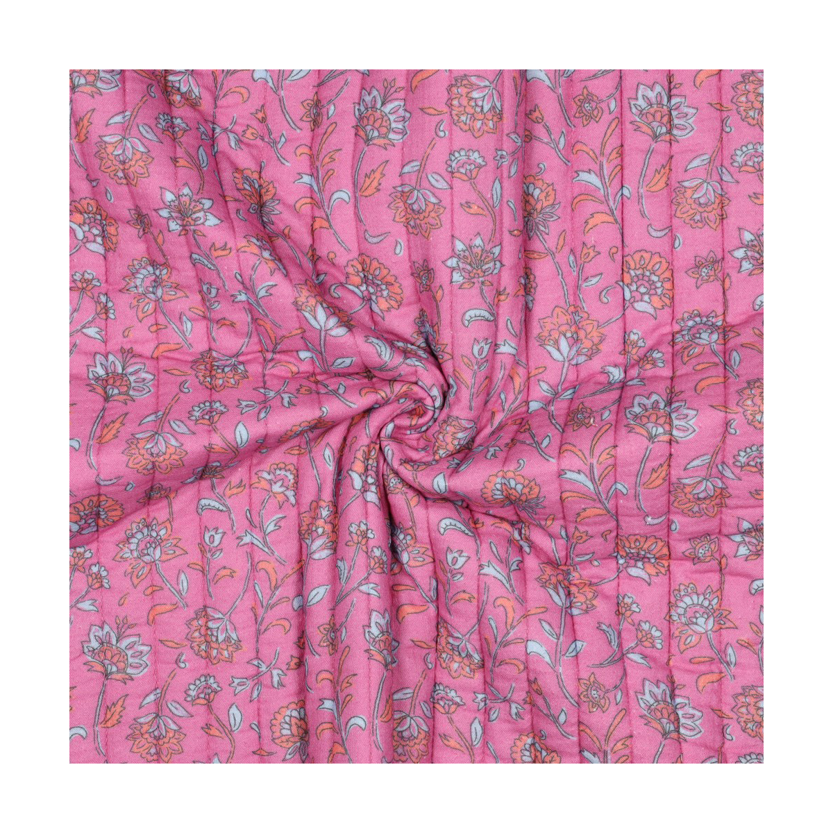 Maryse - Matelassé double gaze de coton fond rose