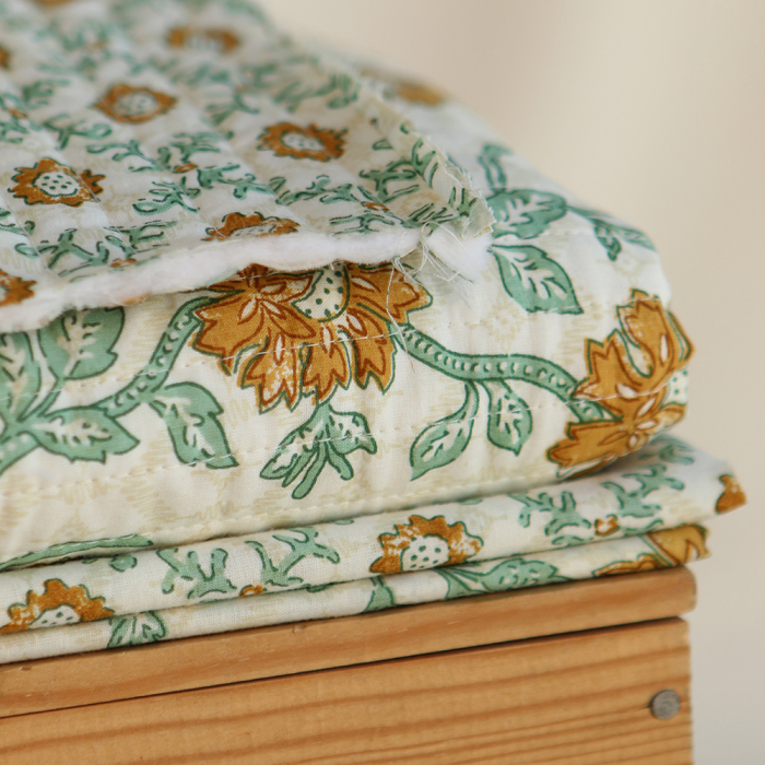 Jivan - Tissu indien matelassé double face coton hand block largeur 100cm