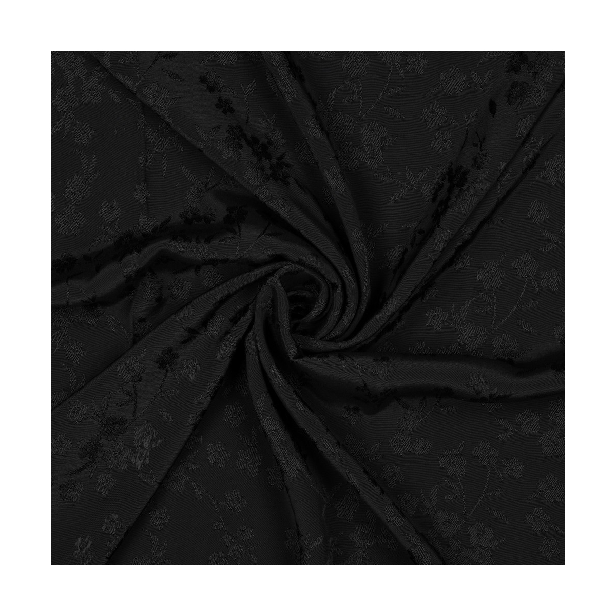 Jasmine - Viscose tissage jacquard fleuri noir