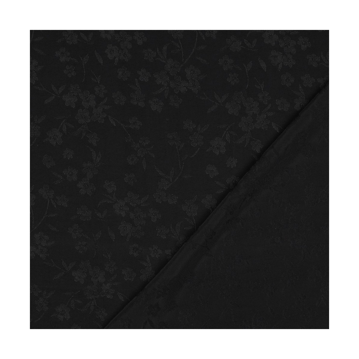 Jasmine - Viscose tissage jacquard fleuri noir