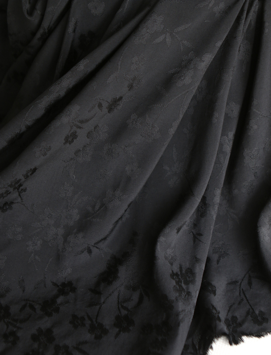 Jasmine - Viscose tissage jacquard fleuri noir