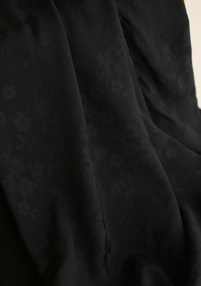 Jasmine - Viscose tissage jacquard fleuri noir
