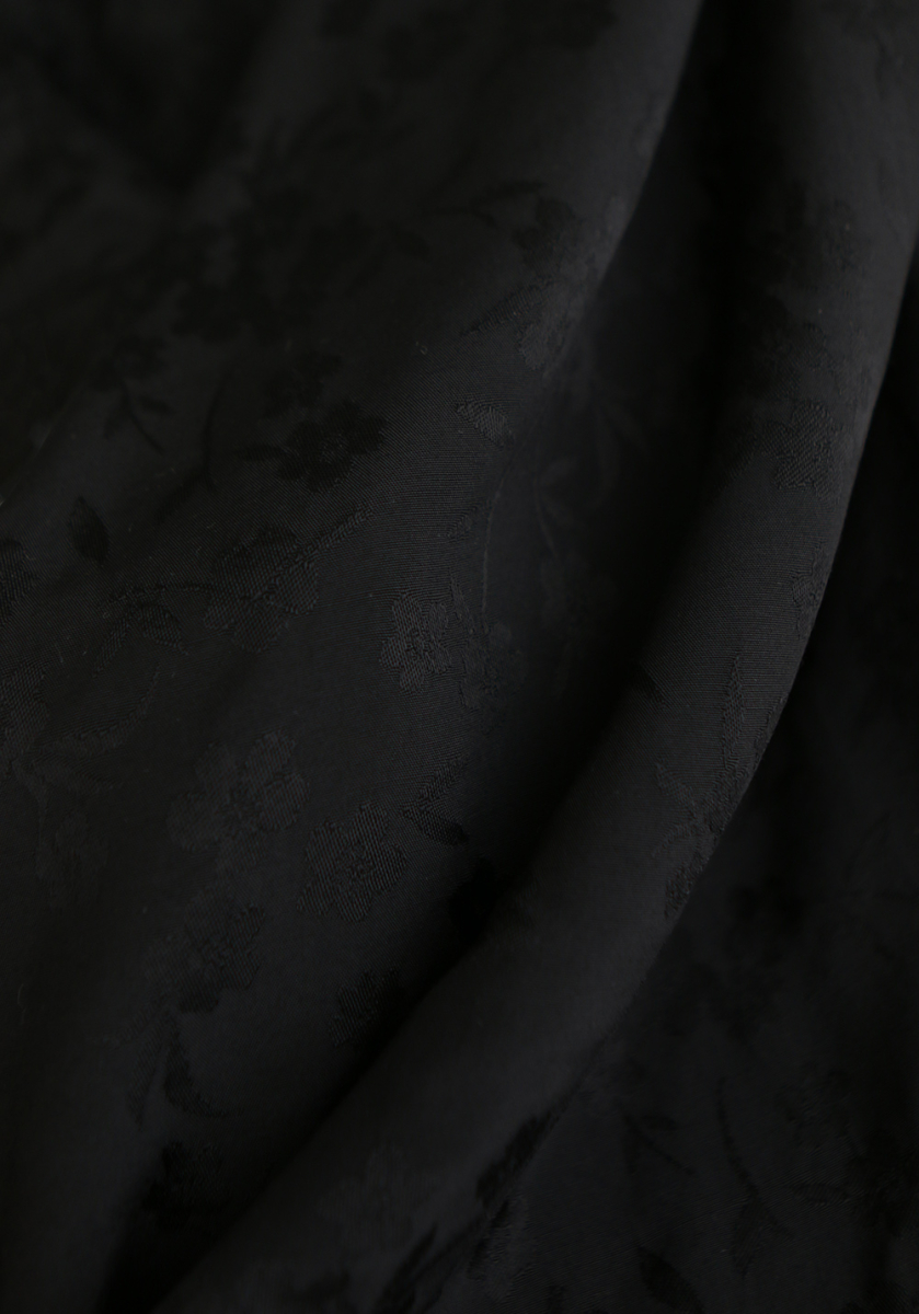 Jasmine - Viscose tissage jacquard fleuri noir