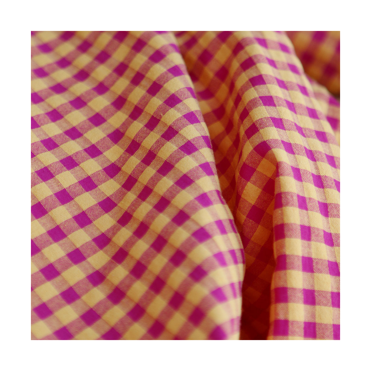 Seersucker / Coton gaufré vichy 6mm fruit de la passion