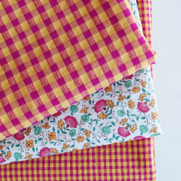 Seersucker / Coton gaufré vichy 6mm fruit de la passion