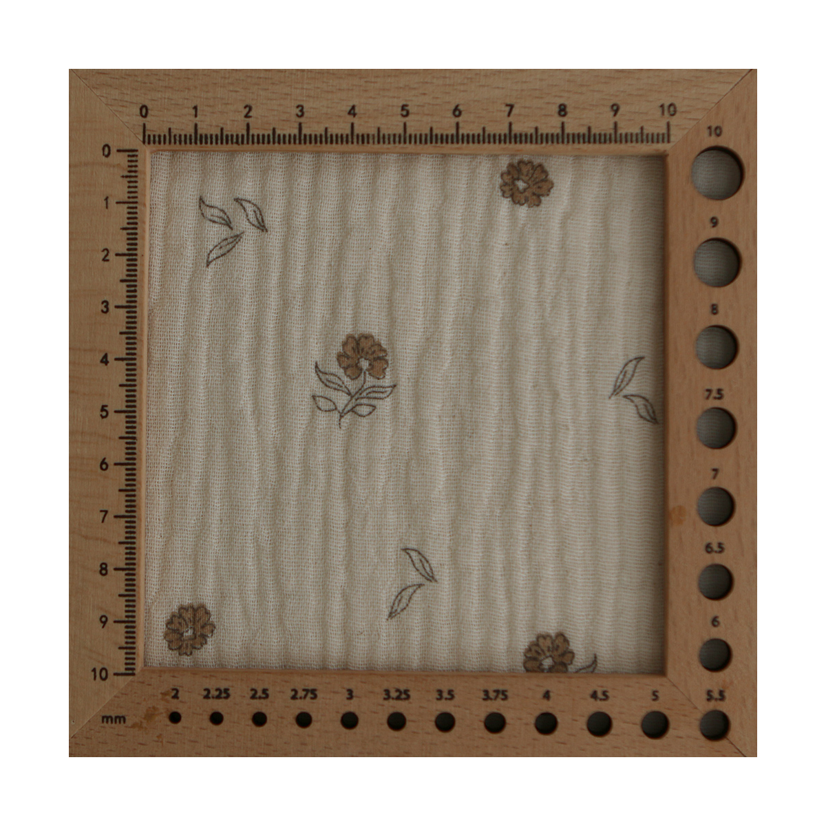 Aïna - Double gaze coton BIO motif fond écru camel