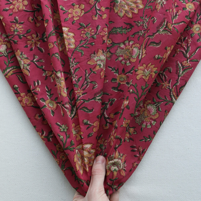 Sharmila Tissu Indien rose magenta vintage Coton - Artisanal Hand Block