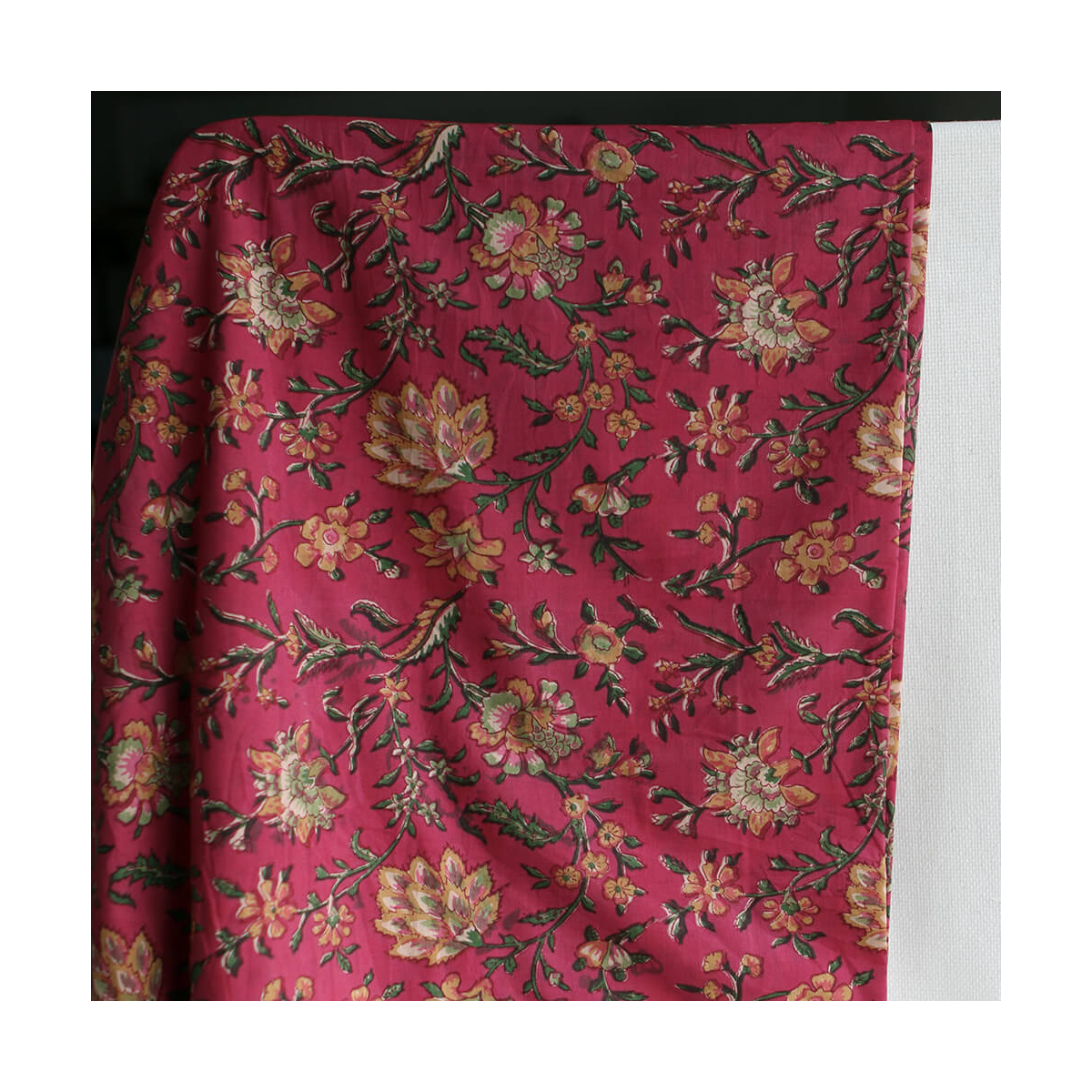 Sharmila Tissu Indien rose magenta vintage Coton - Artisanal Hand Block