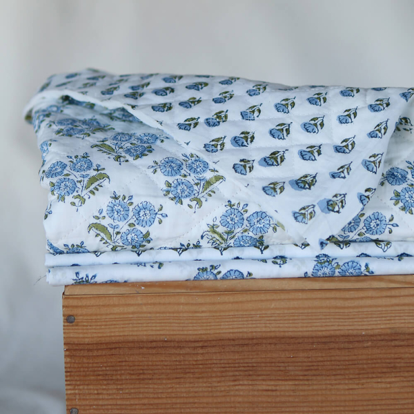 Anika - Tissu indien matelassé double face coton hand block largeur 100cm 2