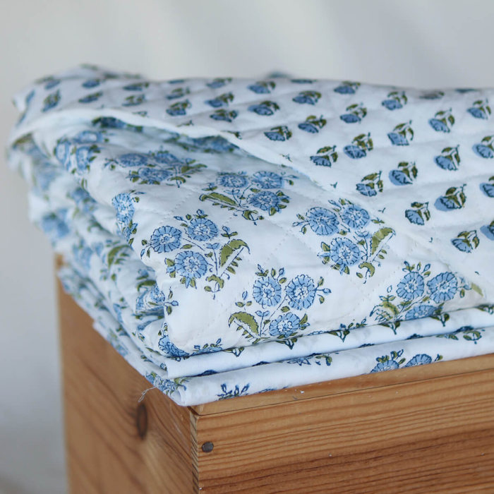 Anika - Tissu indien matelassé double face coton hand block largeur 100cm