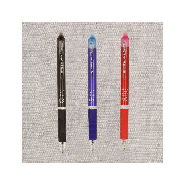 Lot de 3 stylos gel effaçables à la chaleur Mediac, bleu, noir, rouge 2