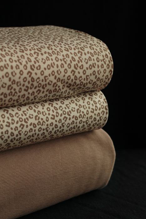 Jersey coton côtes fines à motifs graou beige