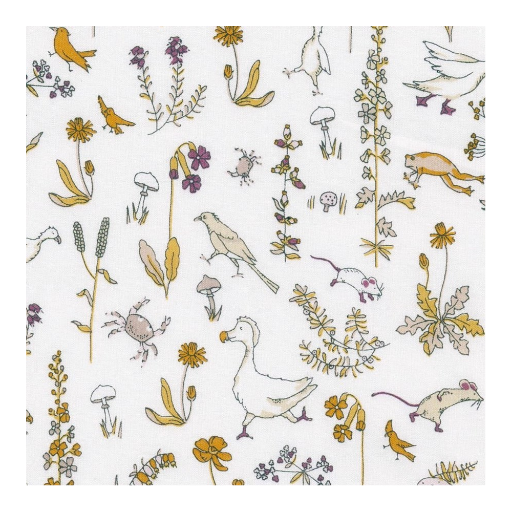 Tissu liberty theo moutarde savora Tissu liberty theo moutarde savora