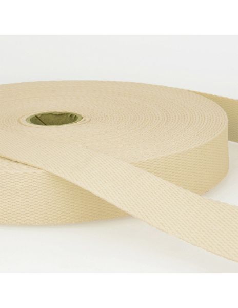 Sangle coton 25 mm écru, pour anses et bandoulières de sacs