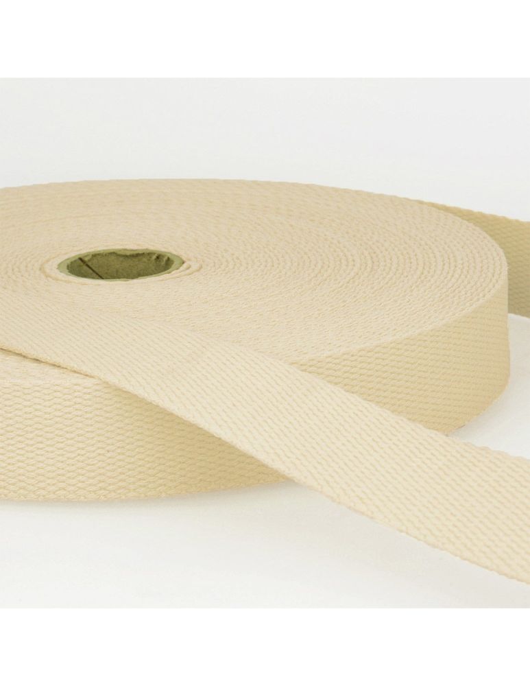 Sangle coton 25 mm écru, pour anses et bandoulières de sacs