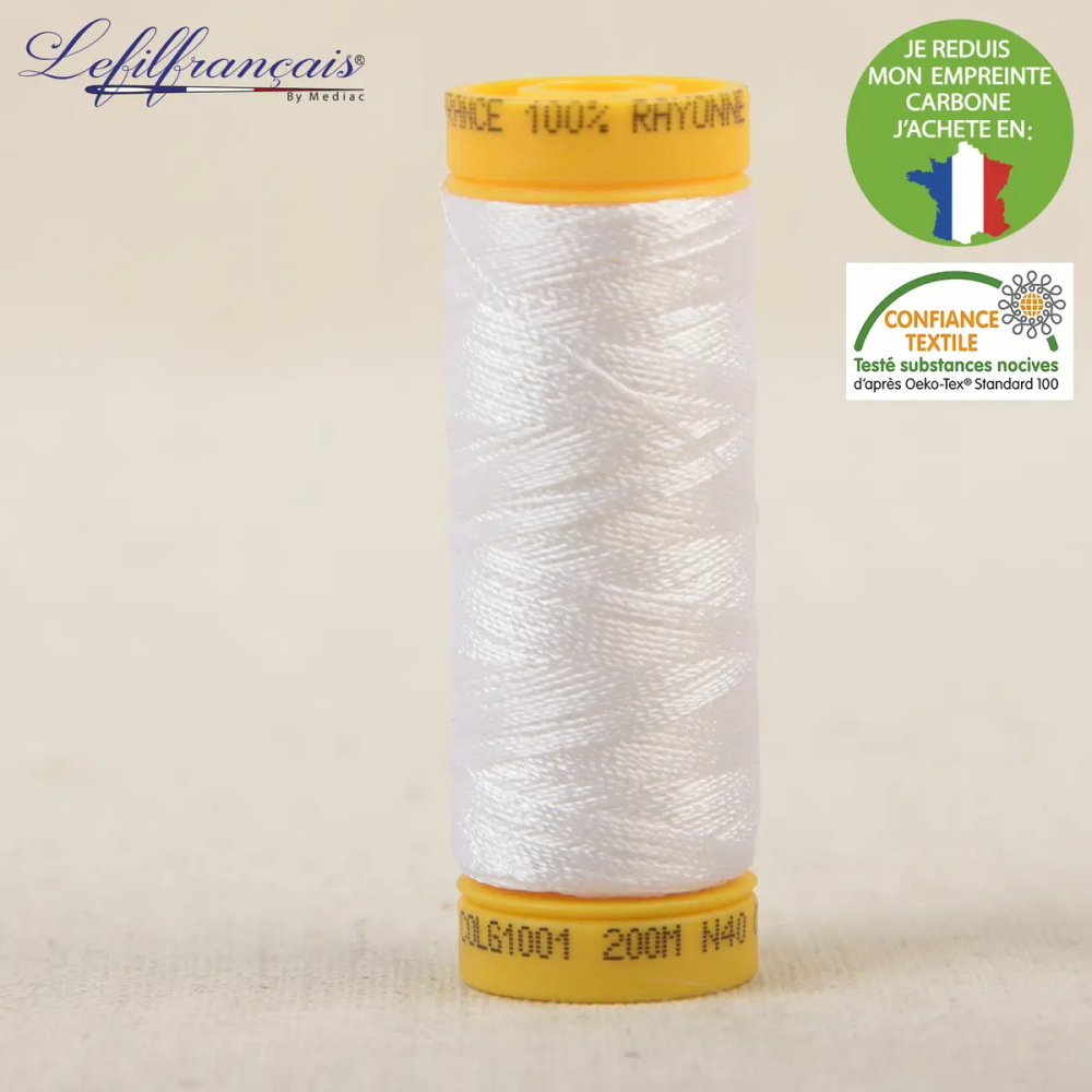 Fil viscose à broder et à coudre 200 m, Made in France