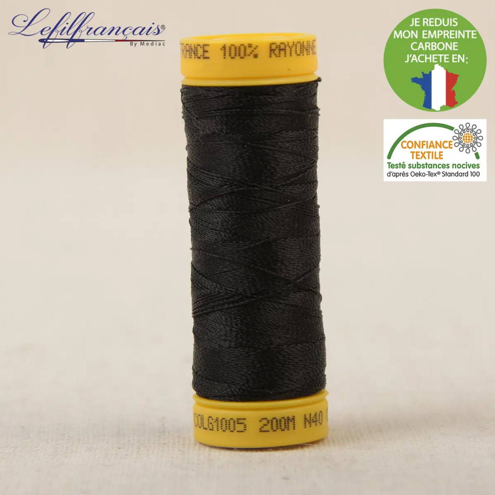 Fil viscose à broder et à coudre 200 m, Made in France