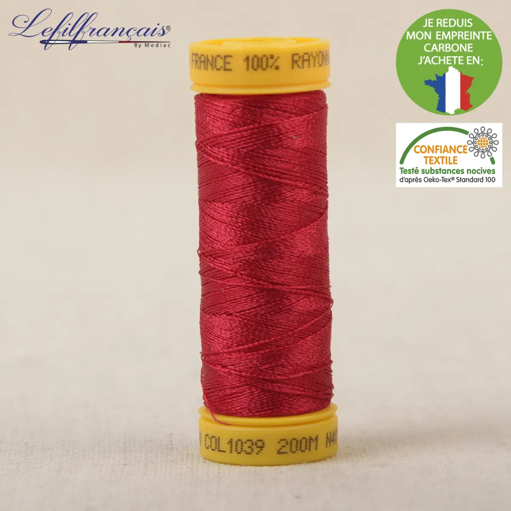 Fil viscose à broder et à coudre 200 m, Made in France