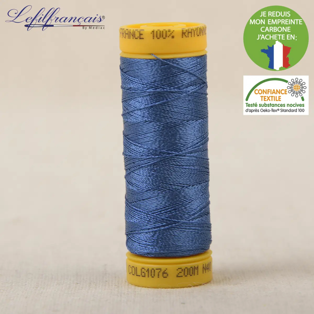 Fil viscose à broder et à coudre 200 m, Made in France