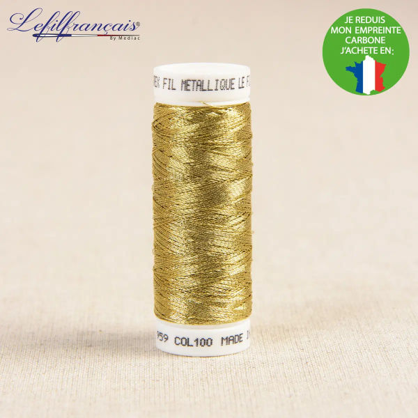 Fil métallique brillant 150 m, Made in France Doré